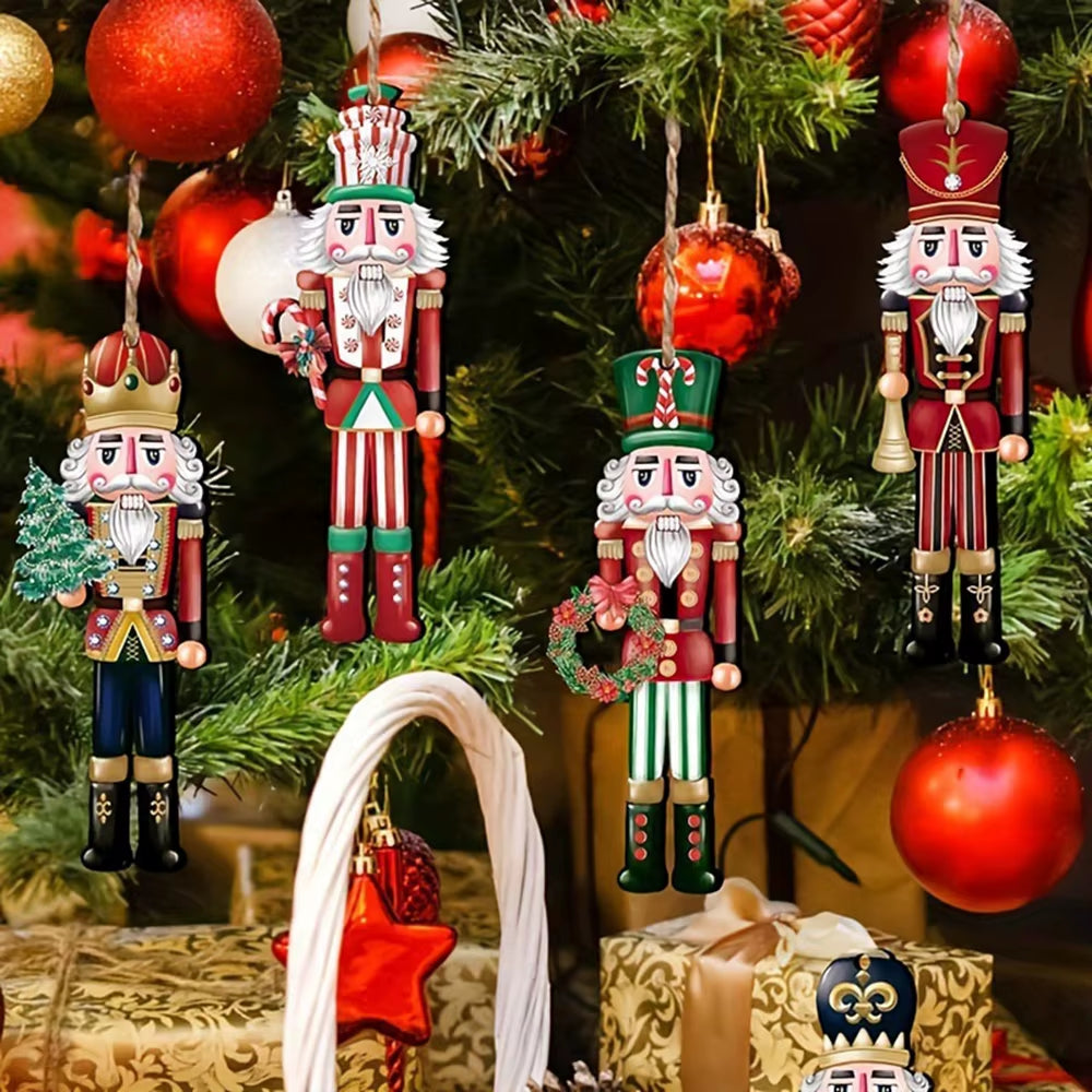 12PCS Nutcracker Wooden Decorative Set - Christmas Gift, Party Decoration and Home Decor