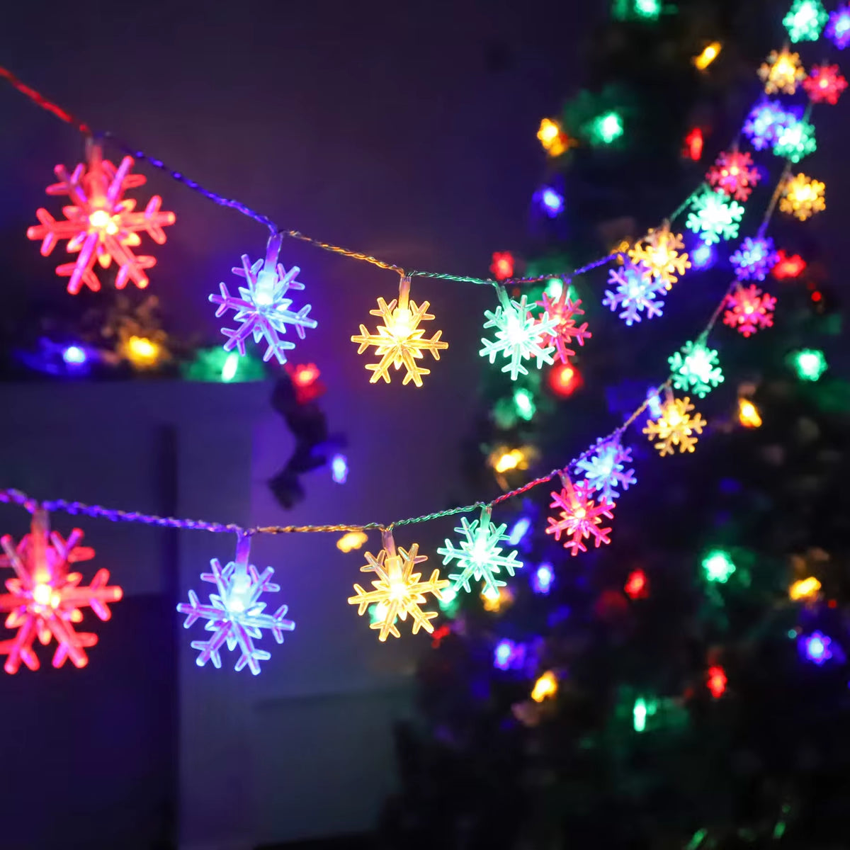Snowflake LED Light Merry Christmas Tree Decoration for Home Garland Wreath Ornament Table Decor 2020 Navidad Xmas Gift New Year