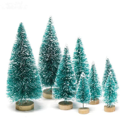 8-Piece Mini Christmas Tree Sisal Silk Cedar - Decoration Small Christmas Tree - Gold Silver Blue Green White Festive Tree