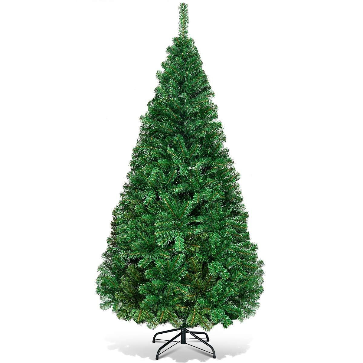 Sapin De Noël Artificiel 150 CM Matériau PVC Avec Pied En Métal Excellente Stabilité Peu Encombrant, 350 Branches, Vert