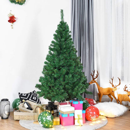 Sapin De Noël Artificiel 150 CM Matériau PVC Avec Pied En Métal Excellente Stabilité Peu Encombrant, 350 Branches, Vert