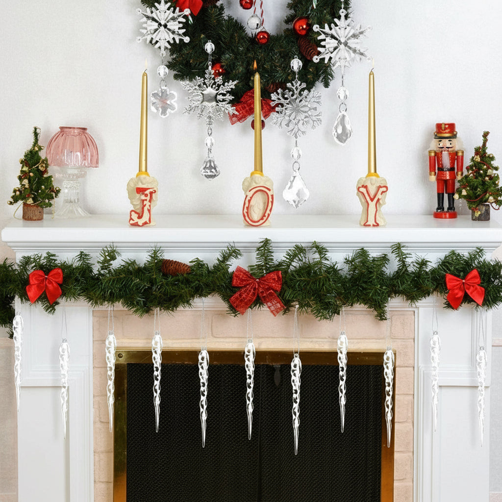 10Pcs Christmas Tree Hanging Pendants Acrylic Ice Strip Snow Ceiling Xmas Ornaments New Year Christmas Decoration Home Decor